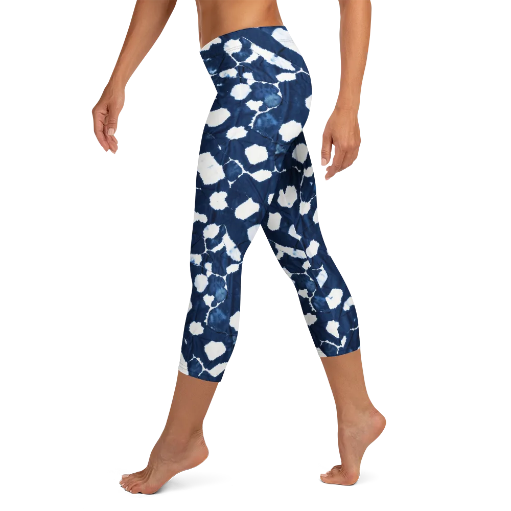 Shibori Midnight on Capri Leggings — Left