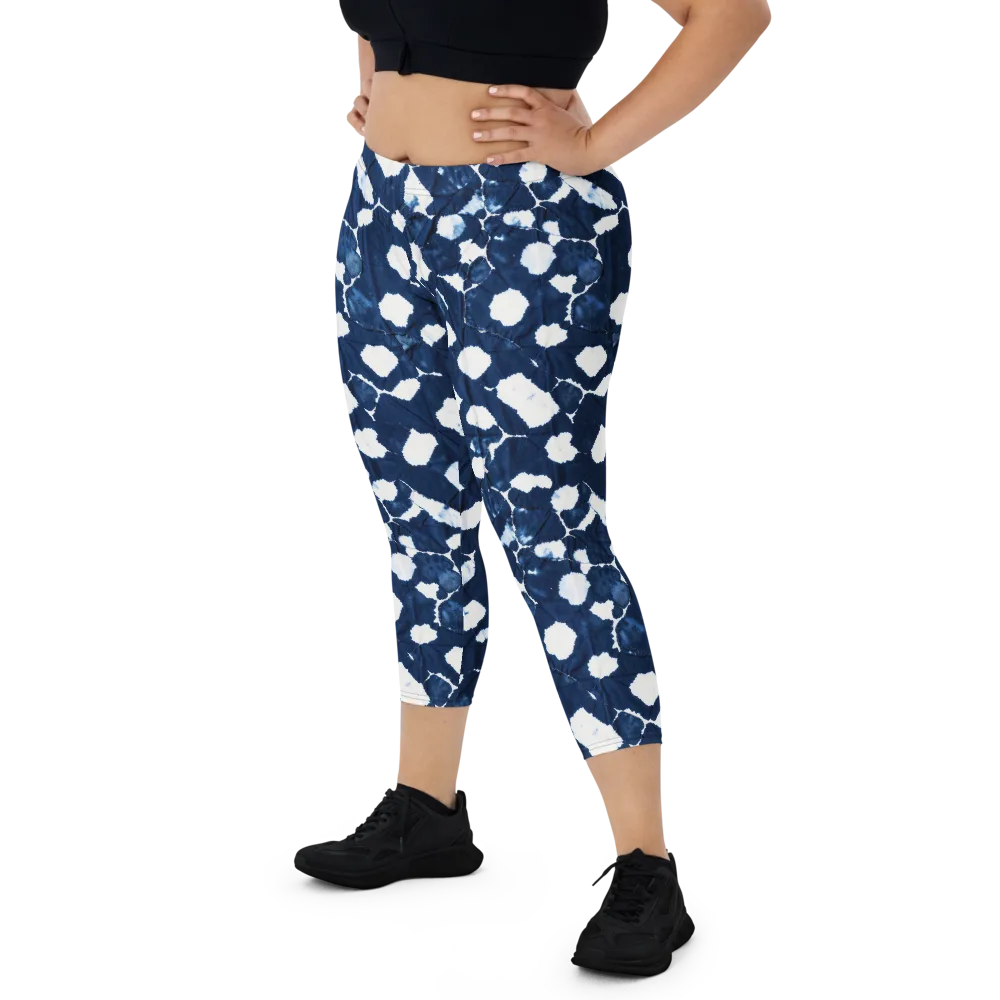 Shibori Midnight on Capri Leggings — Front