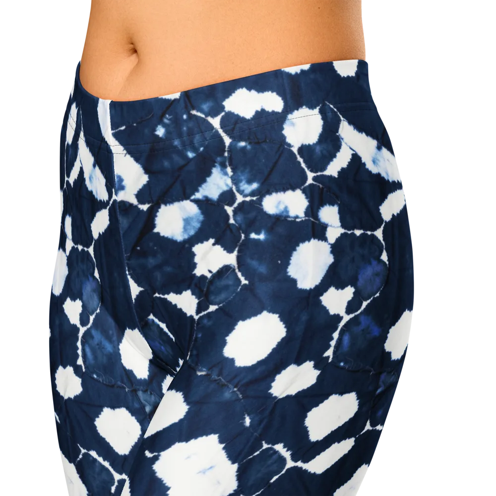 Shibori Midnight on Capri Leggings — Zoomed-in