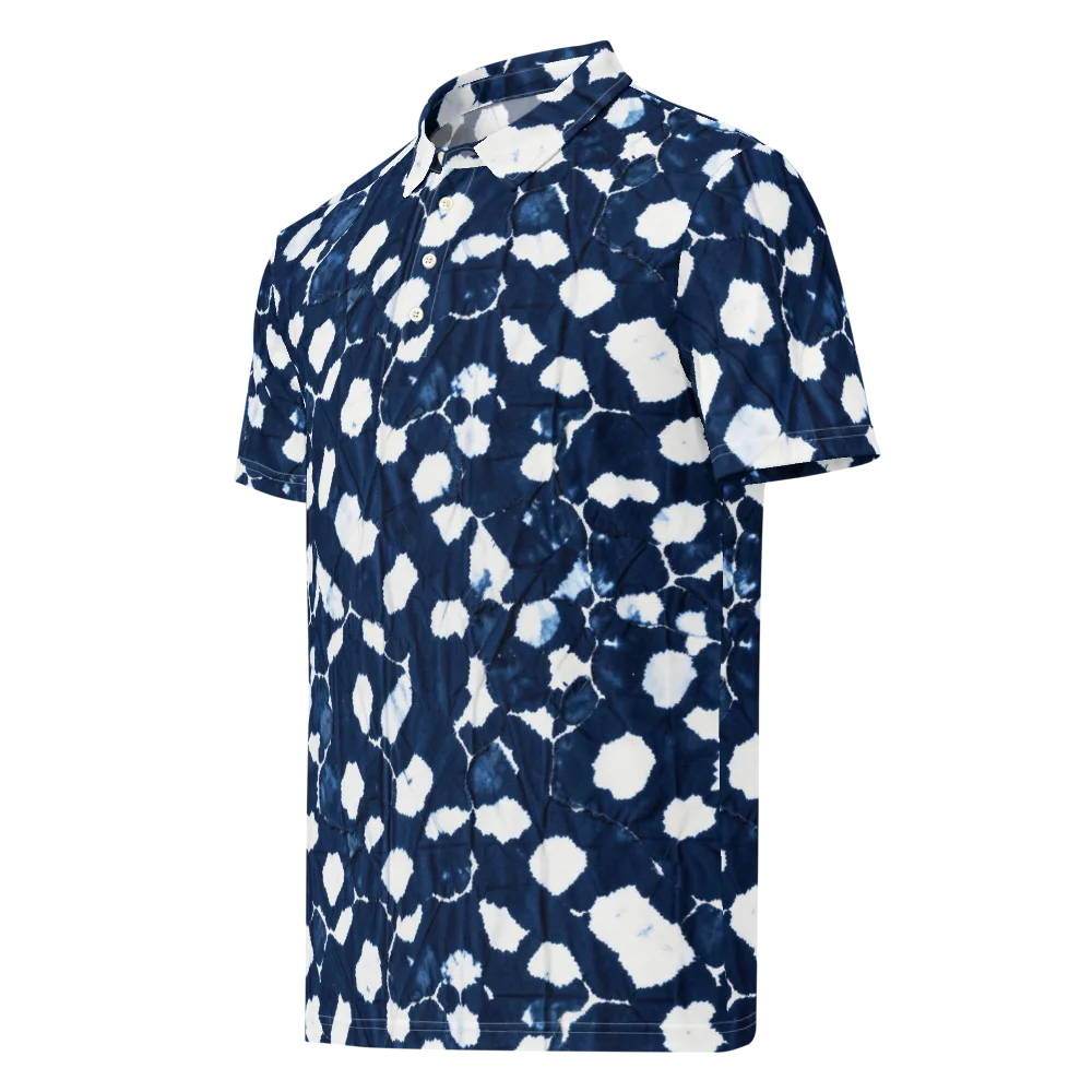 Shibori Midnight on Men's Slim Fit Polo Shirt — Left Front