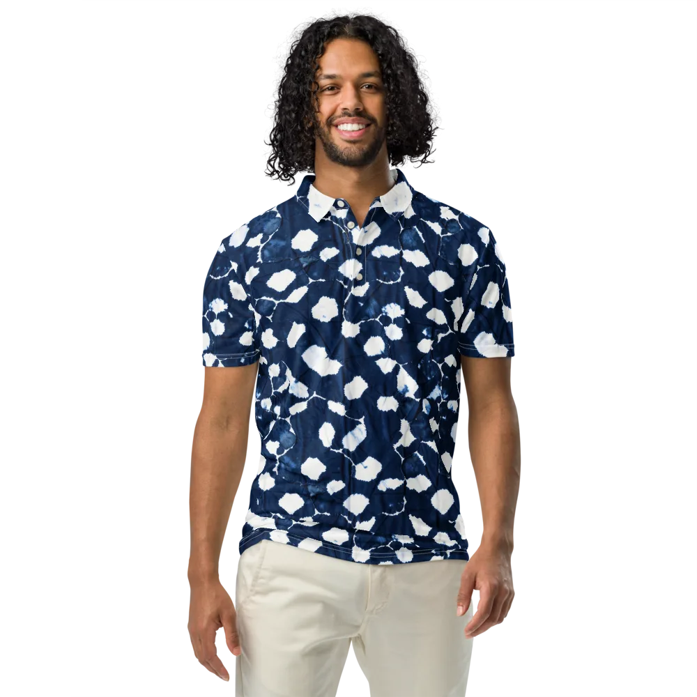 Shibori Midnight on Men's Slim Fit Polo Shirt — Front