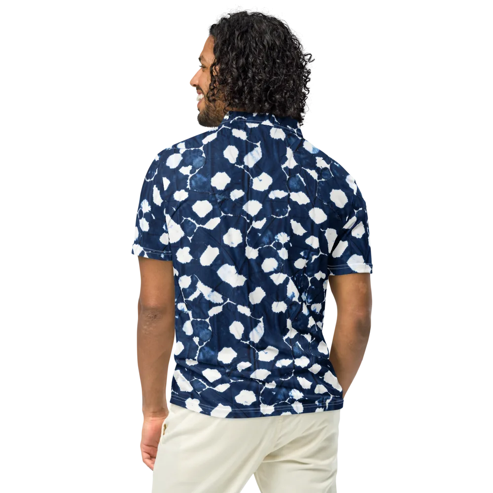 Shibori Midnight on Men's Slim Fit Polo Shirt — Back
