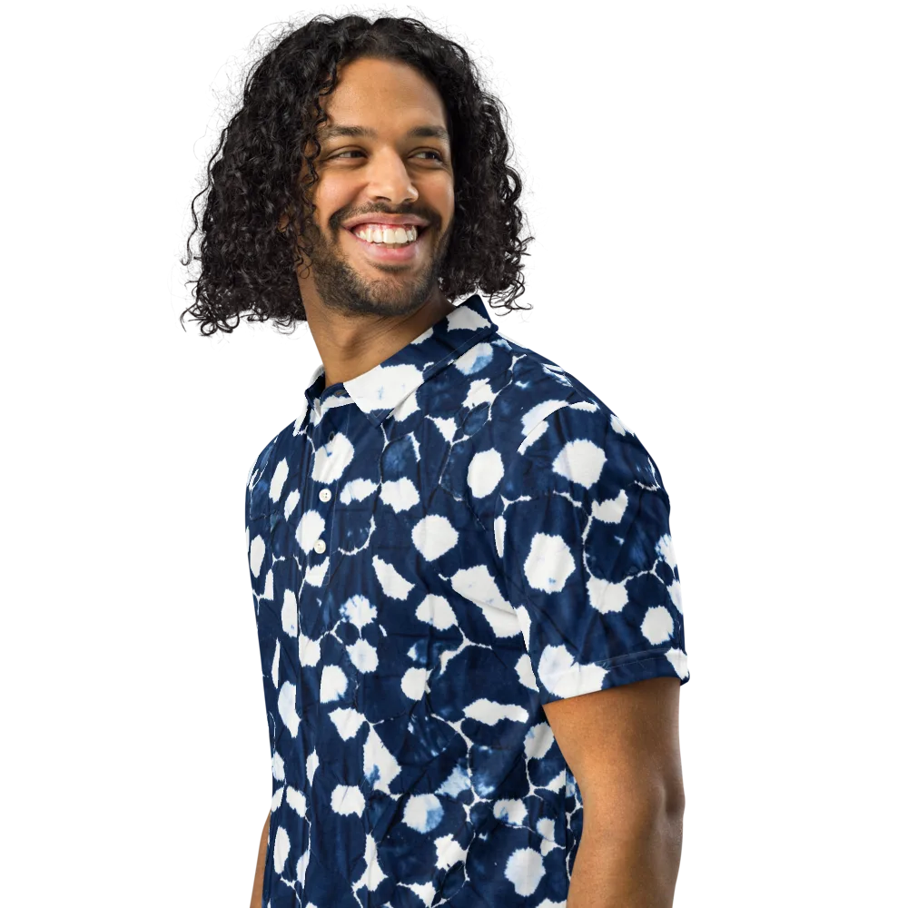 Shibori Midnight on Men's Slim Fit Polo Shirt — Left Front