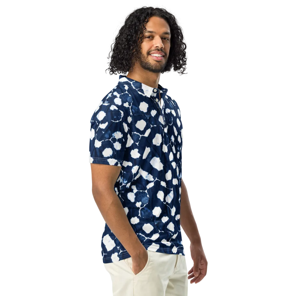 Shibori Midnight on Men's Slim Fit Polo Shirt — Right Front