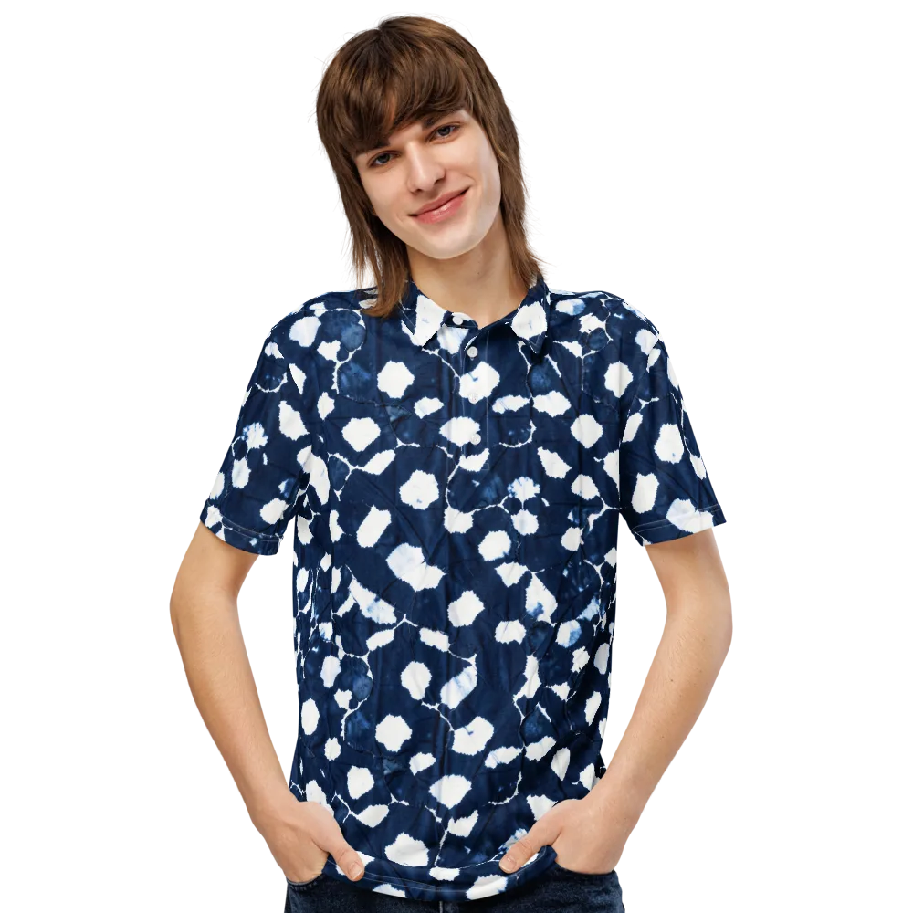 Shibori Midnight on Men's Slim Fit Polo Shirt — Front