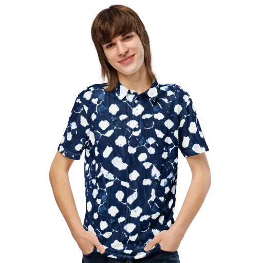 Shibori Midnight on a Men's Slim Fit Polo Shirt