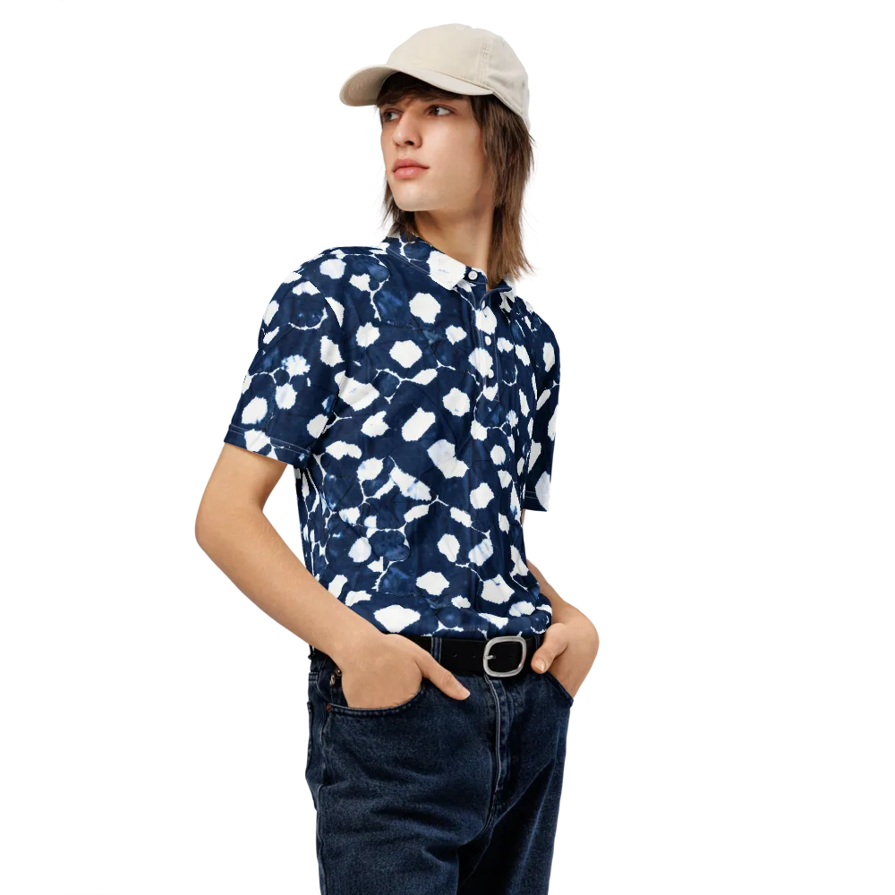 Shibori Midnight on Men's Slim Fit Polo Shirt — Right Front
