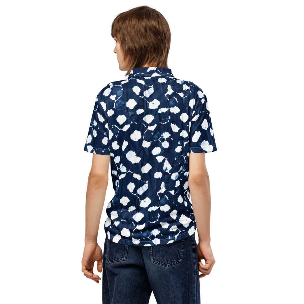 Shibori Midnight on Men's Slim Fit Polo Shirt — Back