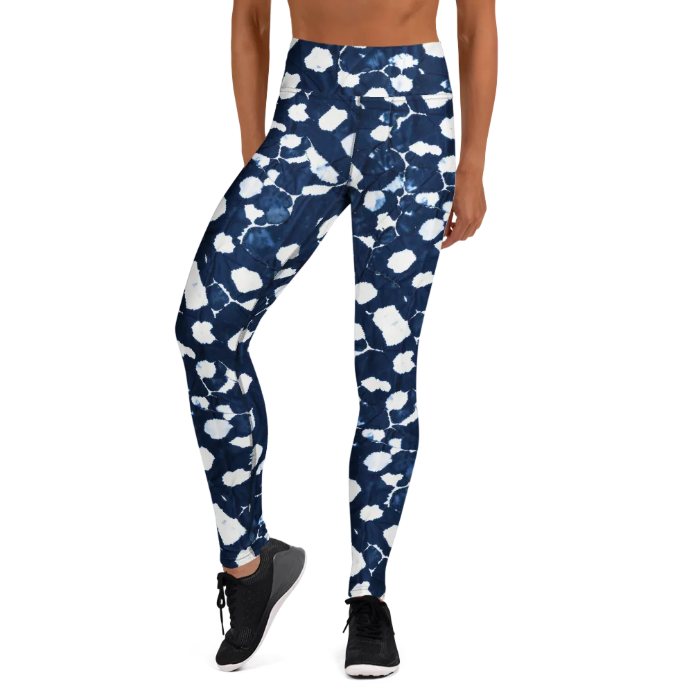 Shibori Midnight on Yoga Leggings — Front