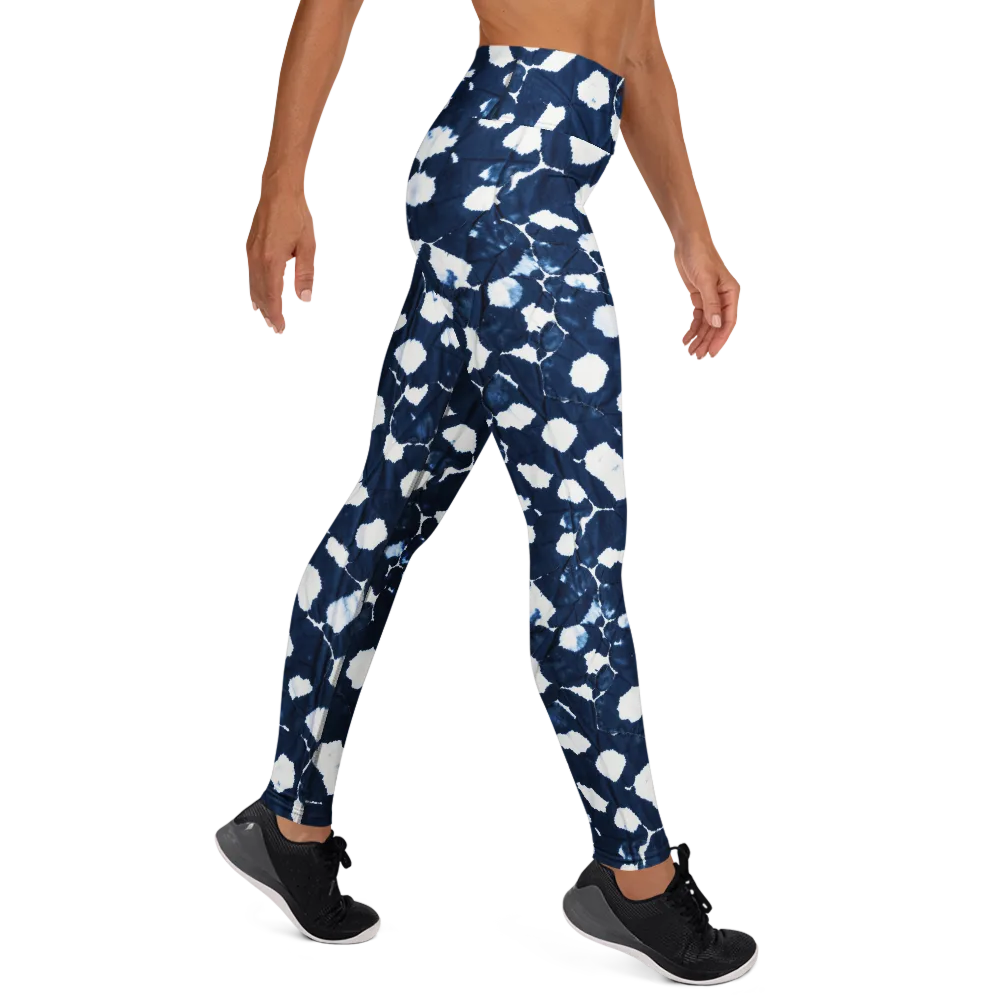Shibori Midnight on Yoga Leggings — Right