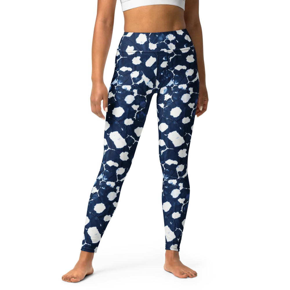 Shibori Midnight on Yoga Leggings — Front