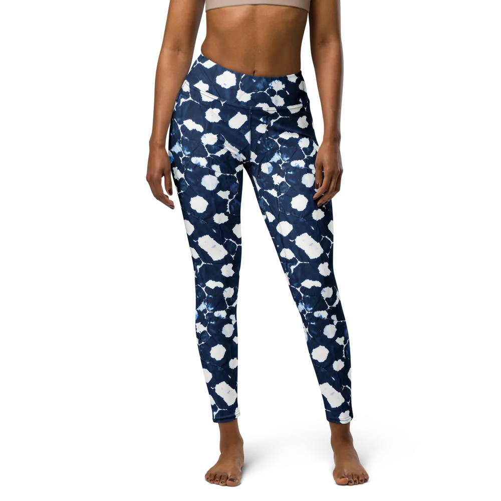 Shibori Midnight on Yoga Leggings — Front