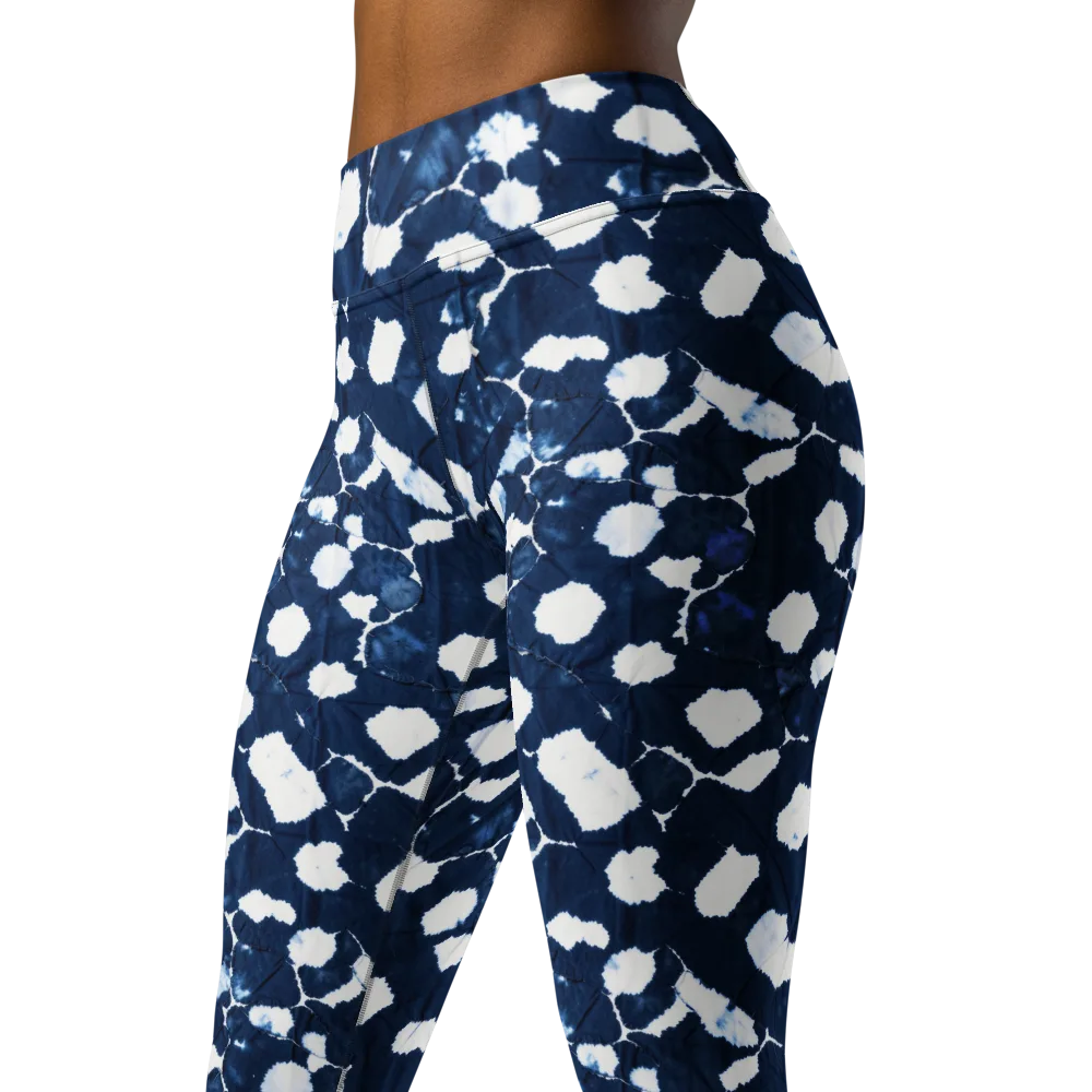 Shibori Midnight on Yoga Leggings — Left Front
