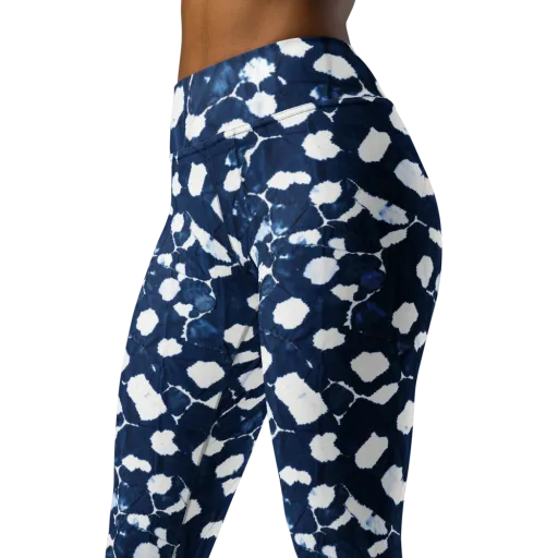 Shibori Midnight on a Yoga Leggings