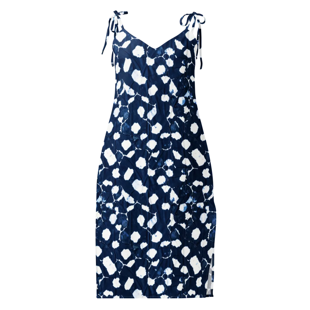 Shibori Midnight on Slip Dress — Front