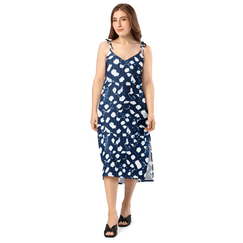 Shibori Midnight on Slip Dress — Front