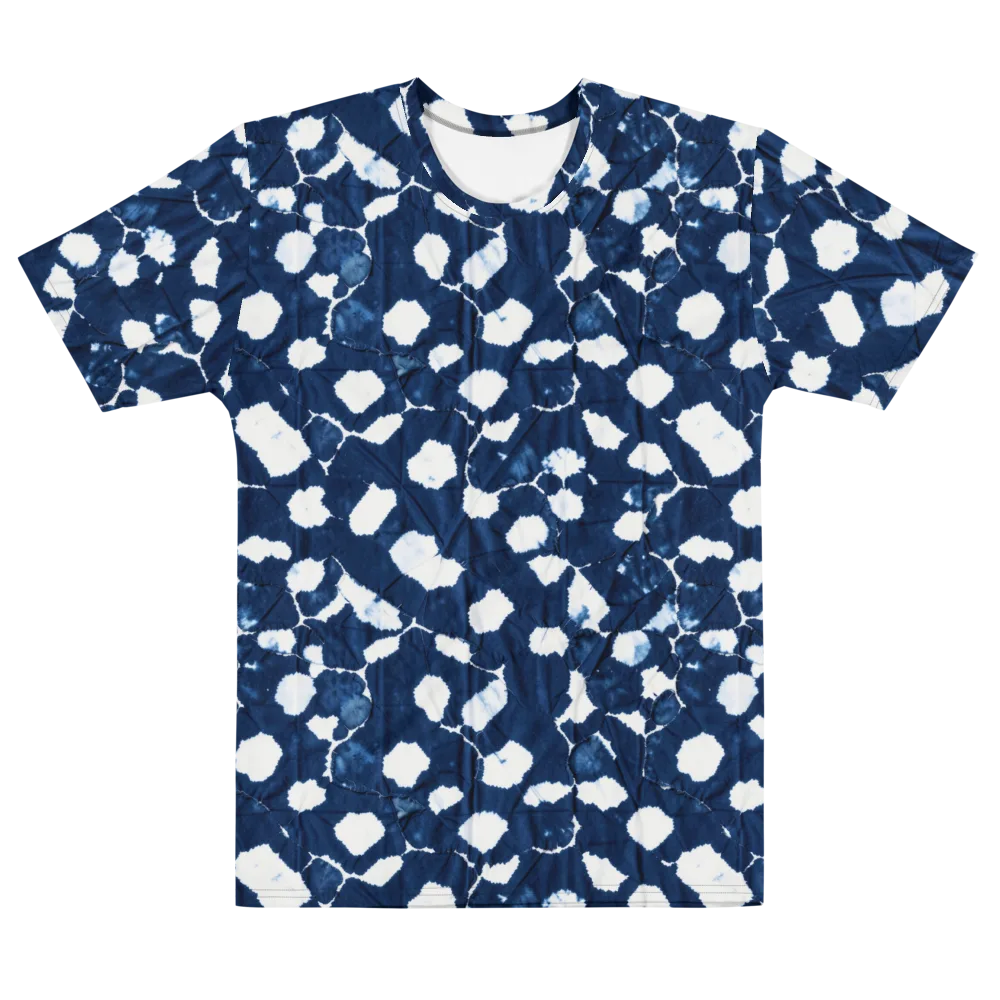 Shibori Midnight on Men's Cotton Crew Neck T-Shirt — Front