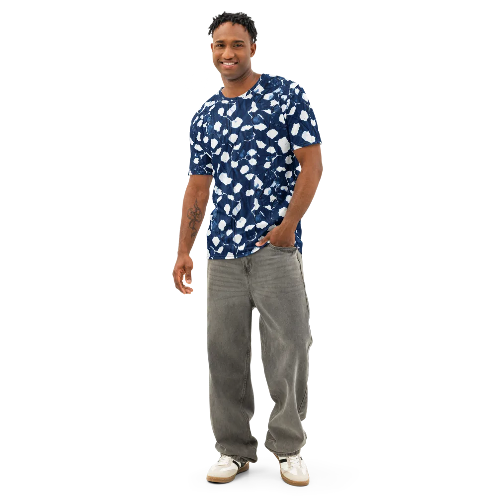 Shibori Midnight on Men's Cotton Crew Neck T-Shirt — Front