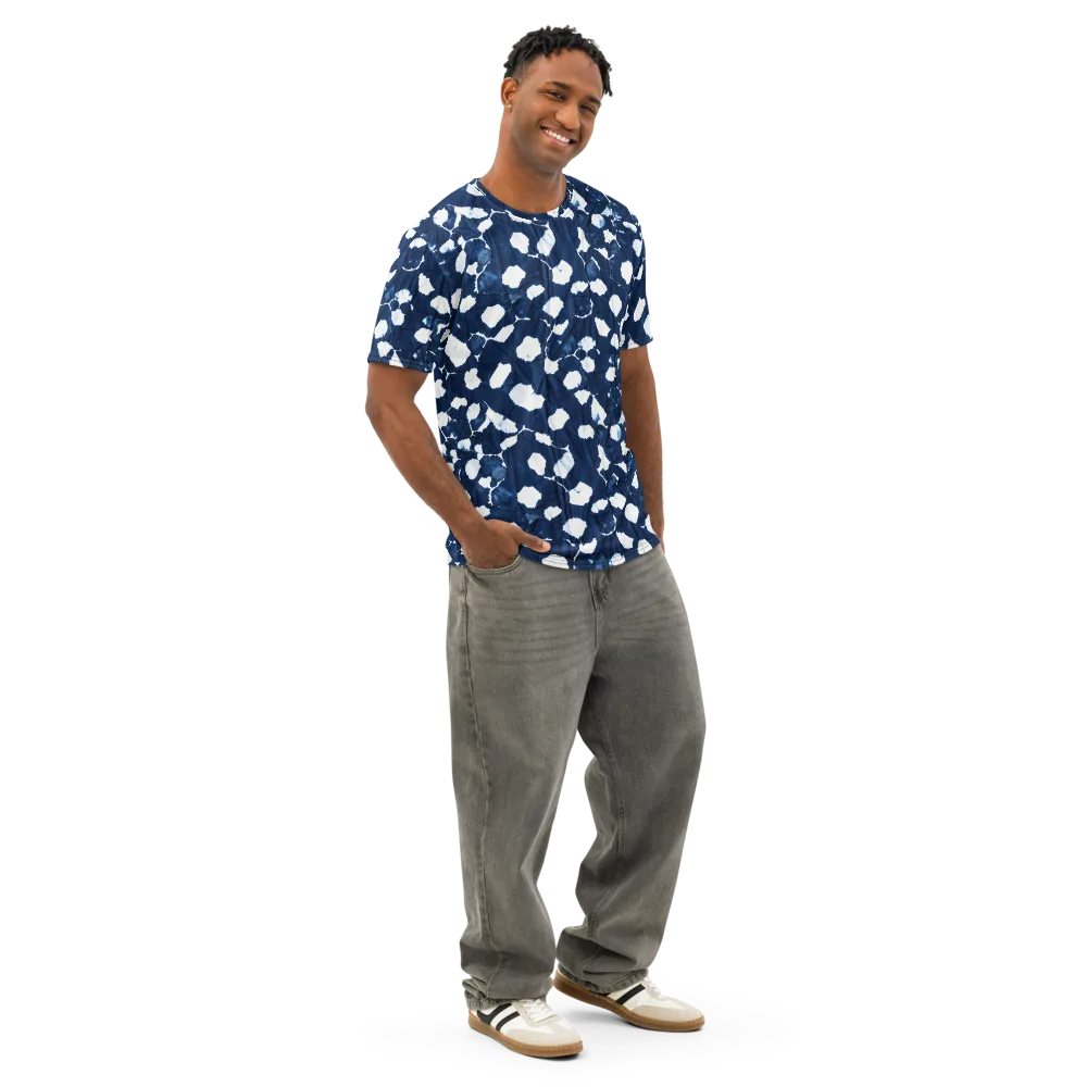 Shibori Midnight on Men's Cotton Crew Neck T-Shirt — Right Front