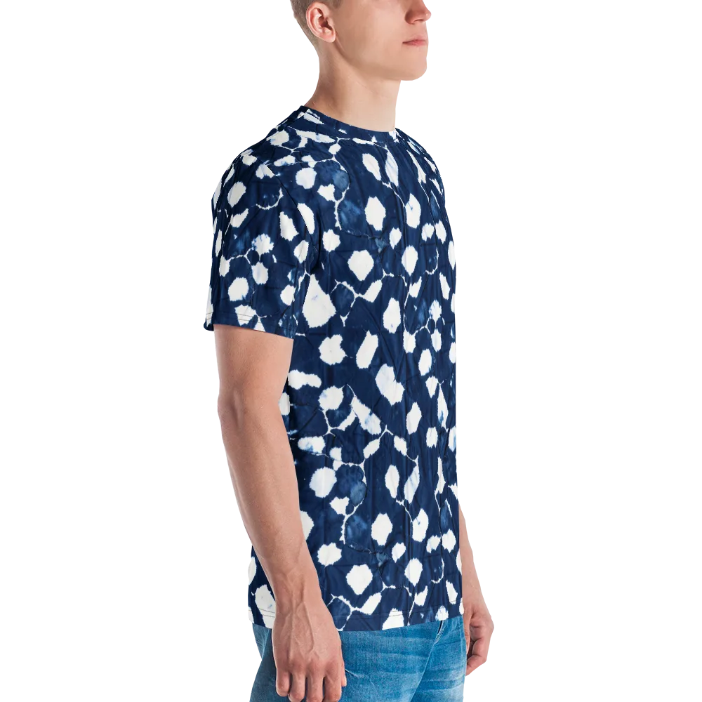 Shibori Midnight on Men's Crew Neck T-Shirt — Right