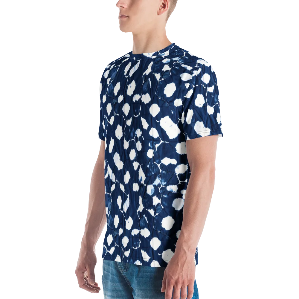 Shibori Midnight on Men's Crew Neck T-Shirt — Left