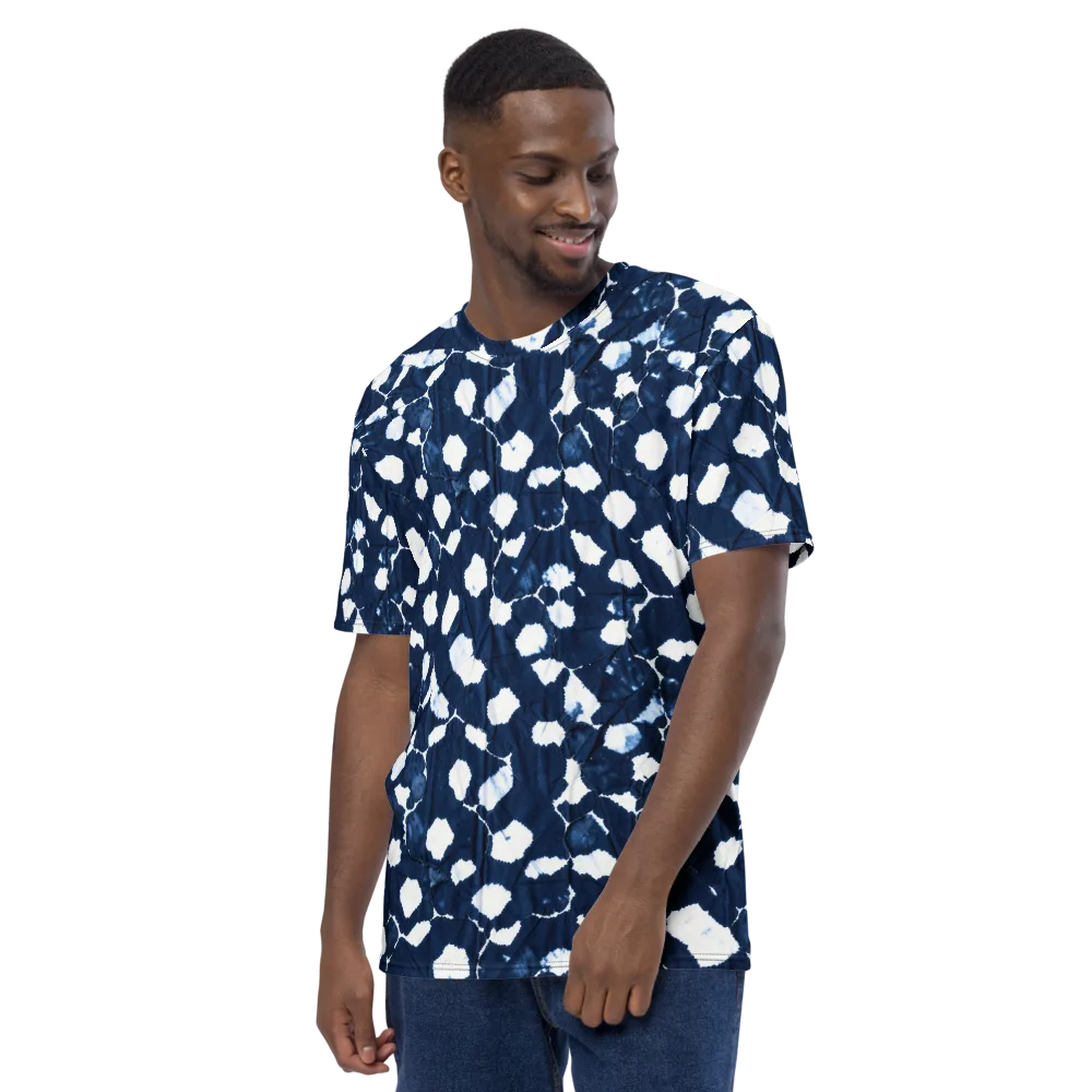 Shibori Midnight on Men's Crew Neck T-Shirt — Left