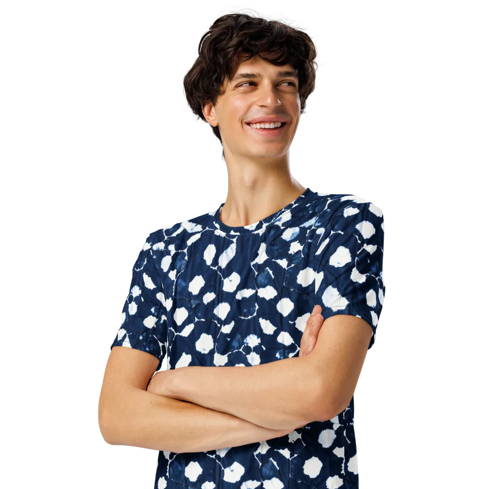 Shibori Midnight on Men's Crew Neck T-Shirt — Left Front