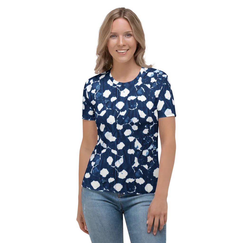 Shibori Midnight on Women's Crew Neck T-Shirt — Front