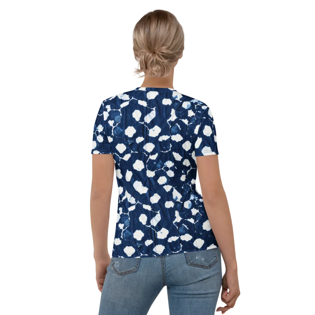 Shibori Midnight on Women's Crew Neck T-Shirt — Back
