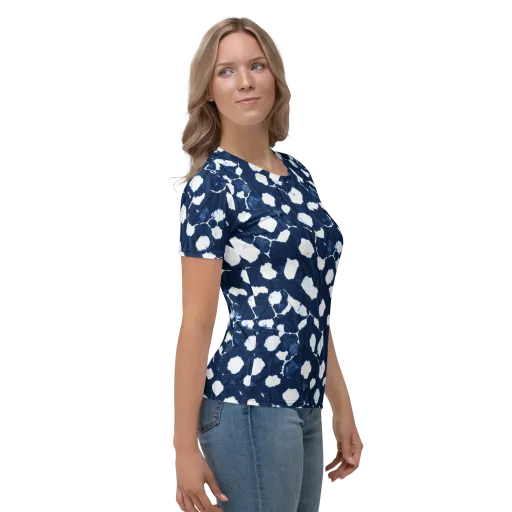 Shibori Midnight on a Women's Crew Neck T-Shirt
