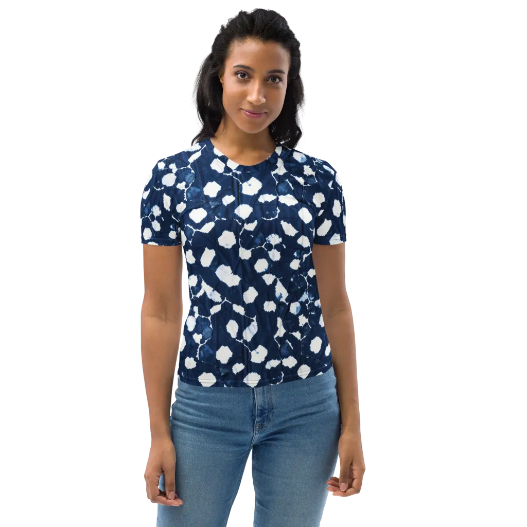 Shibori Midnight on Women's Crew Neck T-Shirt — Front