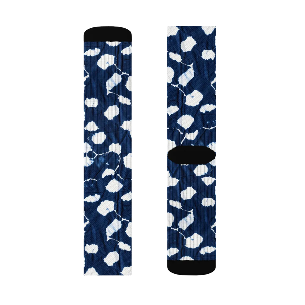 Shibori Midnight on Socks — Left Sock