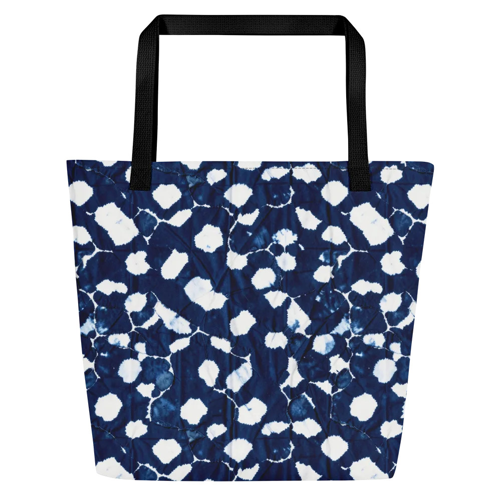 Shibori Midnight on Large Tote Bag W/ Pocket — Front