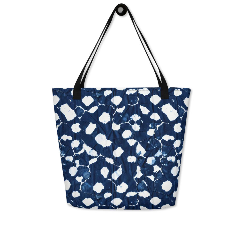 Shibori Midnight on Large Tote Bag W/ Pocket — Front