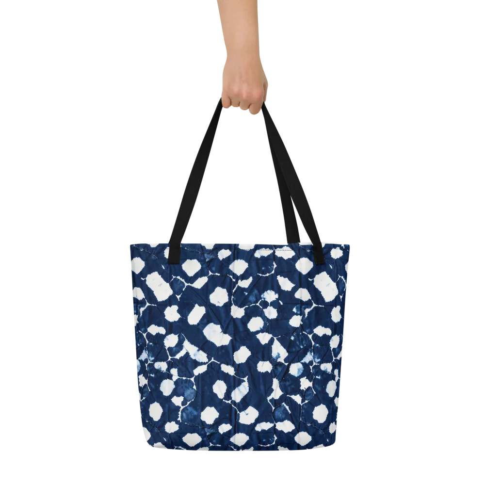 Shibori Midnight on Large Tote Bag W/ Pocket — Front