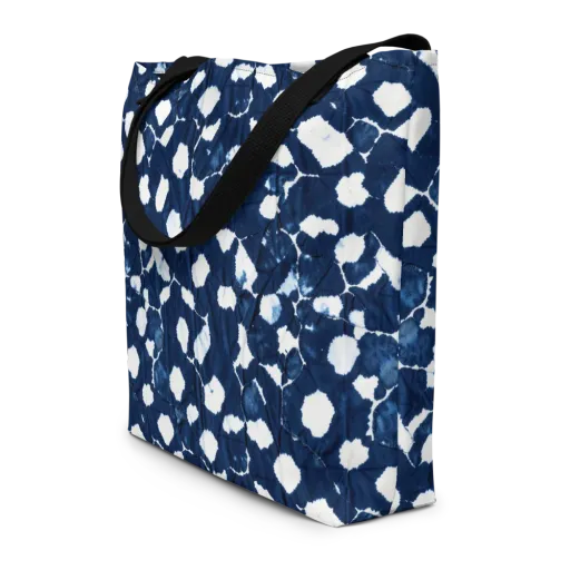 Shibori Midnight on a Large Tote Bag W/ Pocket