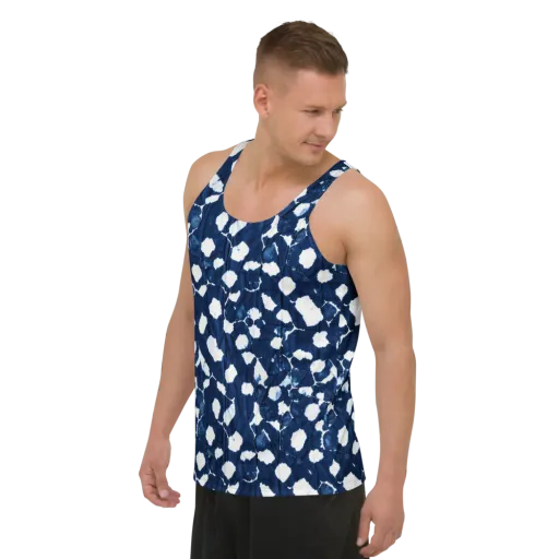 Shibori Midnight on a Men's Tank Top