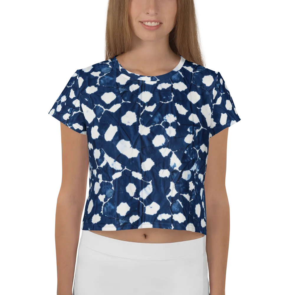 Shibori Midnight on Crop Tee — Front
