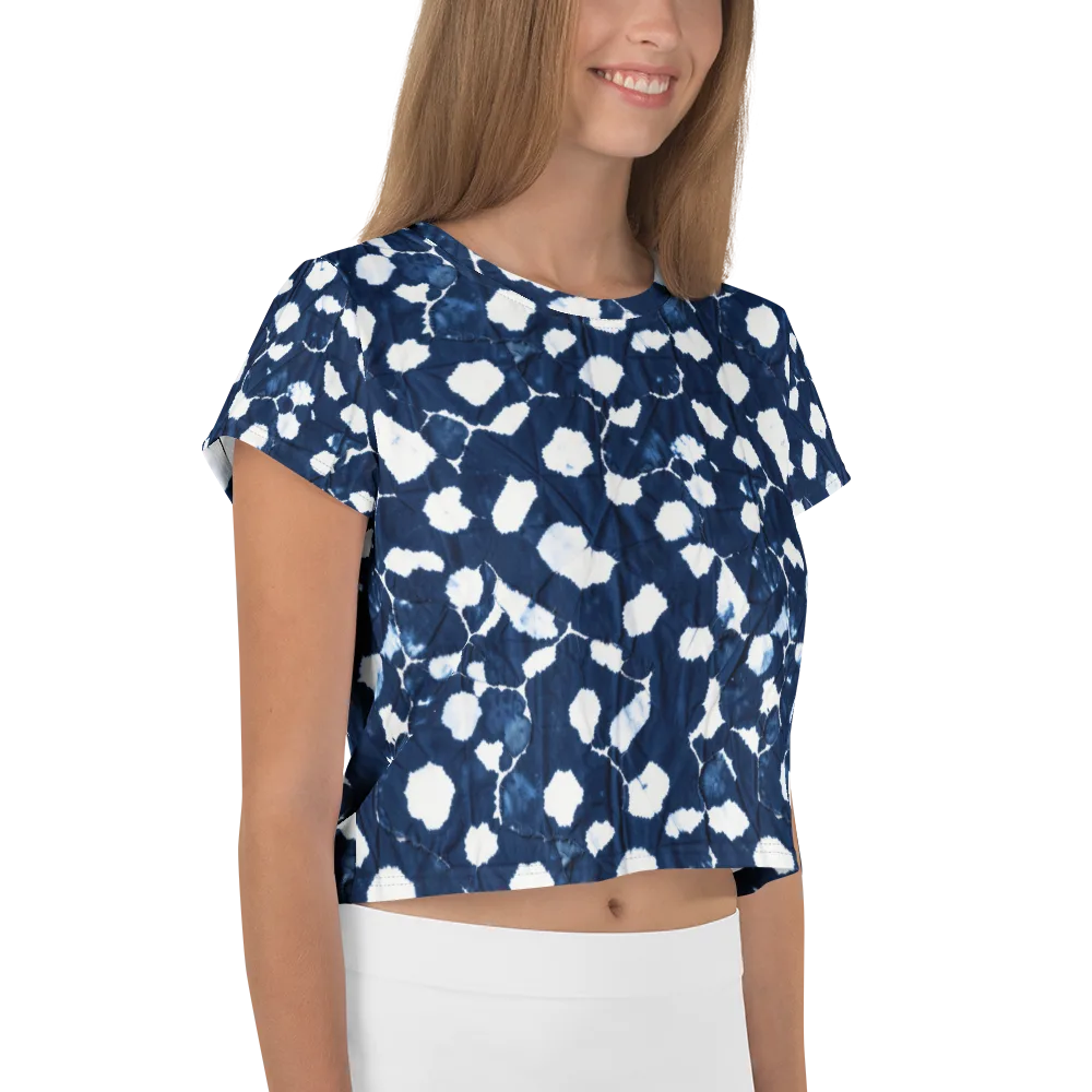 Shibori Midnight on Crop Tee — Right