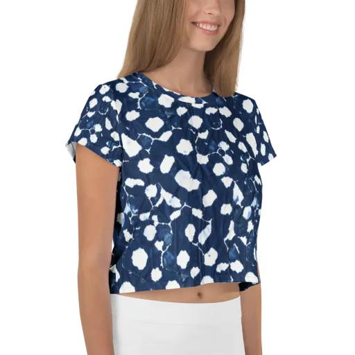 Shibori Midnight on a Crop Tee