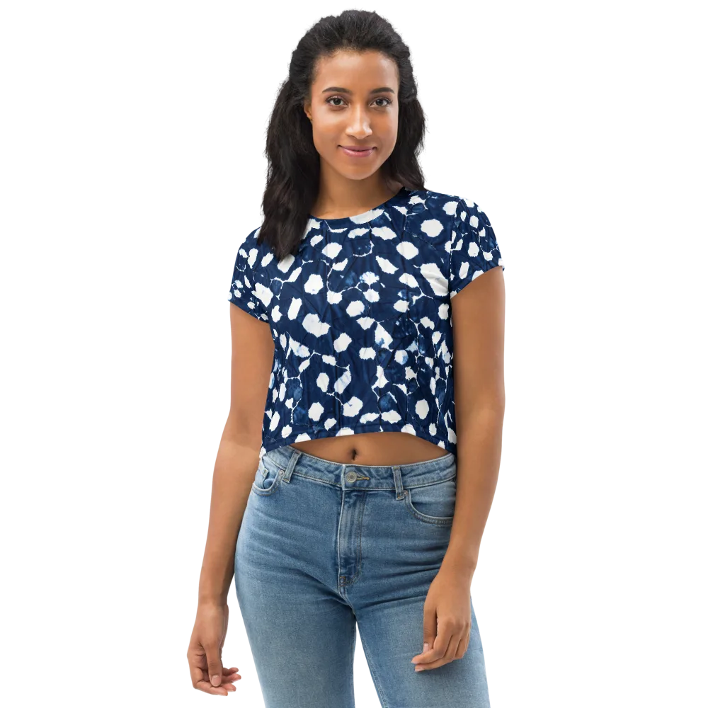 Shibori Midnight on Crop Tee — Front