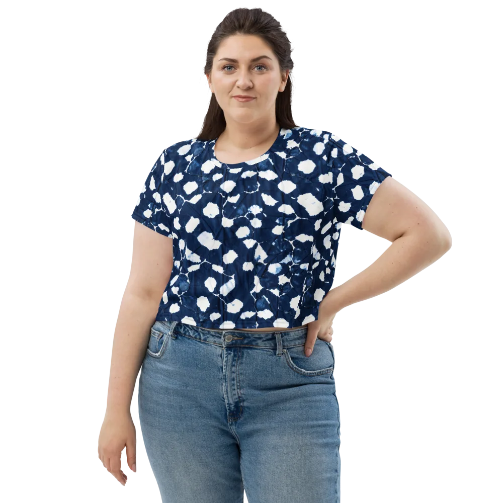 Shibori Midnight on Crop Tee — Front