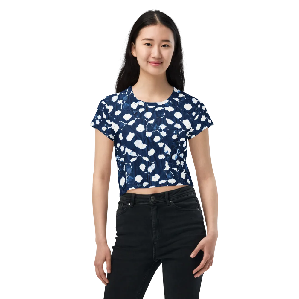 Shibori Midnight on Crop Tee — Front
