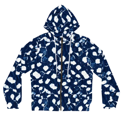 Shibori Midnight on a Women's Full-Zip Hoodie