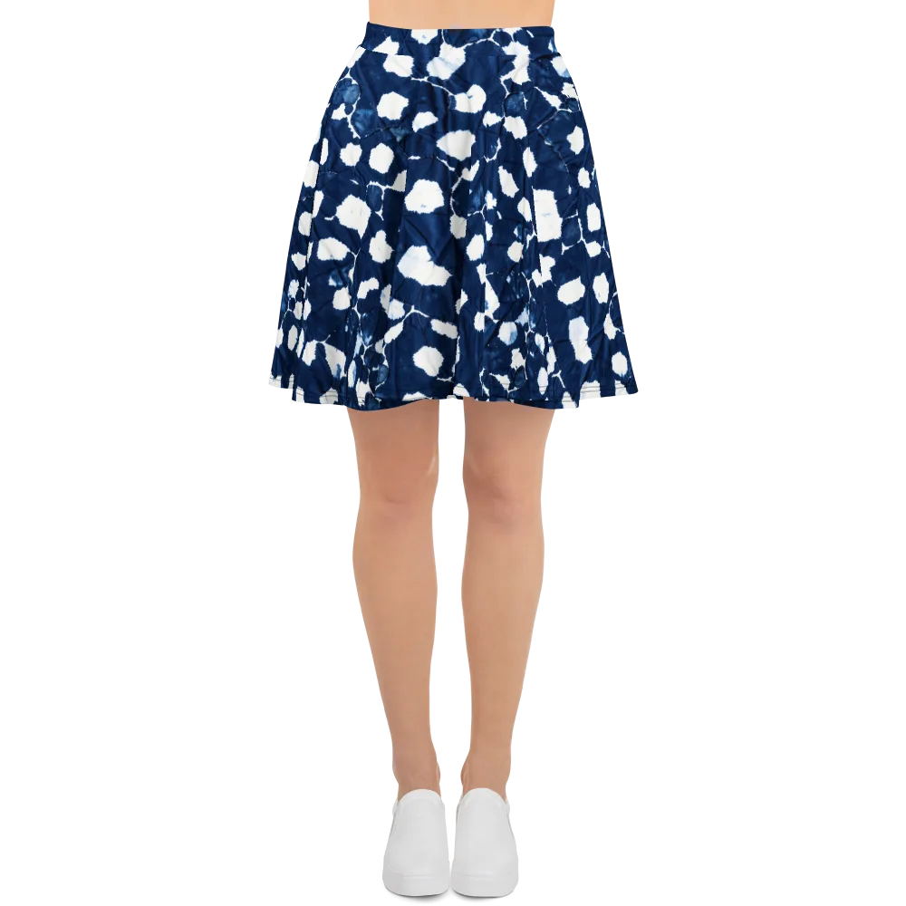 Shibori Midnight on Skater Skirt — Front