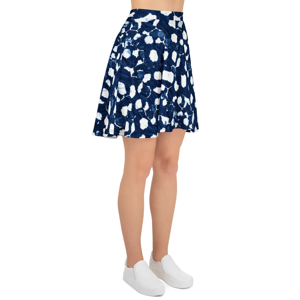 Shibori Midnight on Skater Skirt — Right