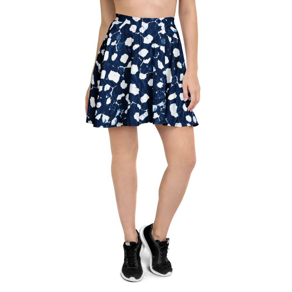 Shibori Midnight on Skater Skirt — Front