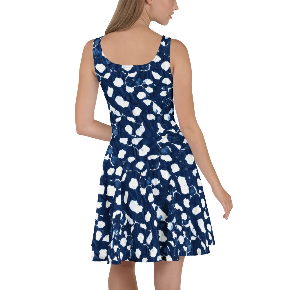 Shibori Midnight on Skater Dress — Back