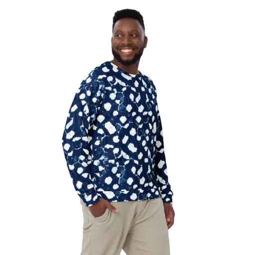 Shibori Midnight on a Sweatshirt