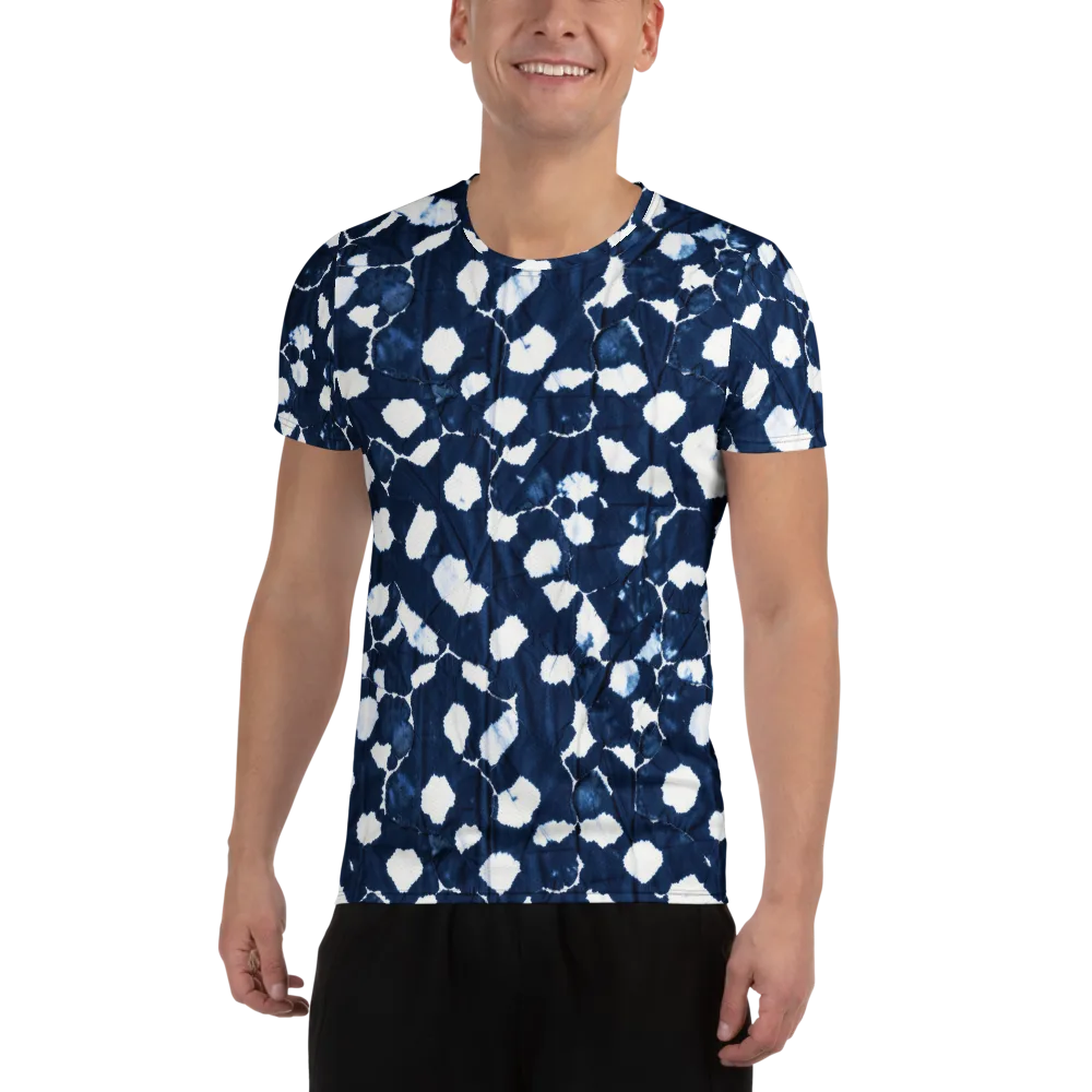 Shibori Midnight on Men's Athletic T-Shirt — Front